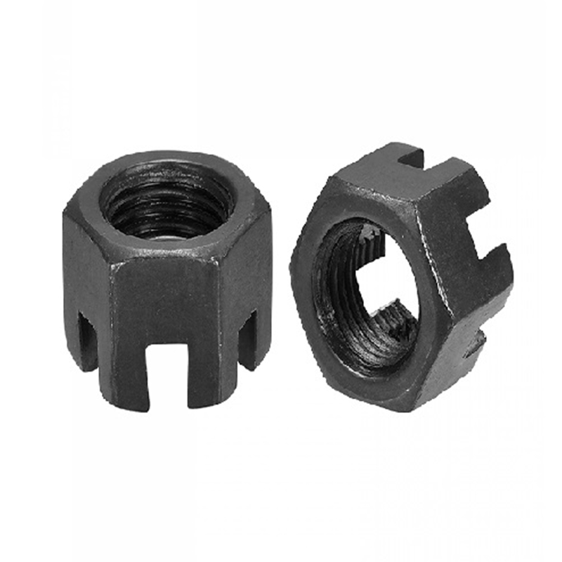 M16 × 1.5 الصف 4.8 الكربون الصلب الأسود أكسيد الجوز القلعة مشقوق DIN 935