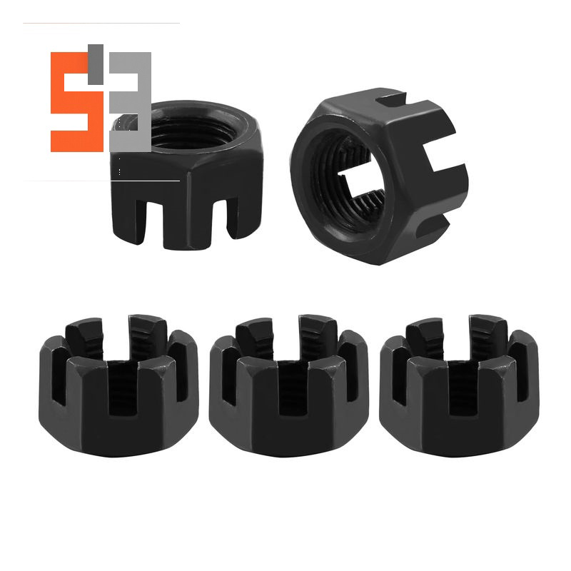 M16 × 1.5 الصف 4.8 الكربون الصلب الأسود أكسيد الجوز القلعة مشقوق DIN 935